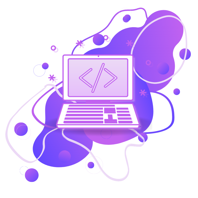 Flat graphic of an open laptop